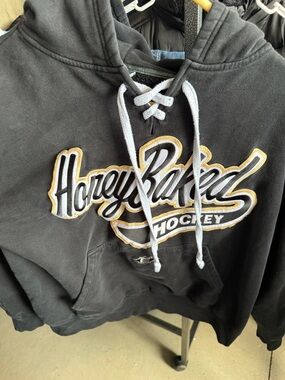 Easton Black Hoodie with White Lace-Up and Gold Accent